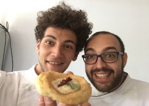 a sx Valentino Tafuri e pizza con legumi